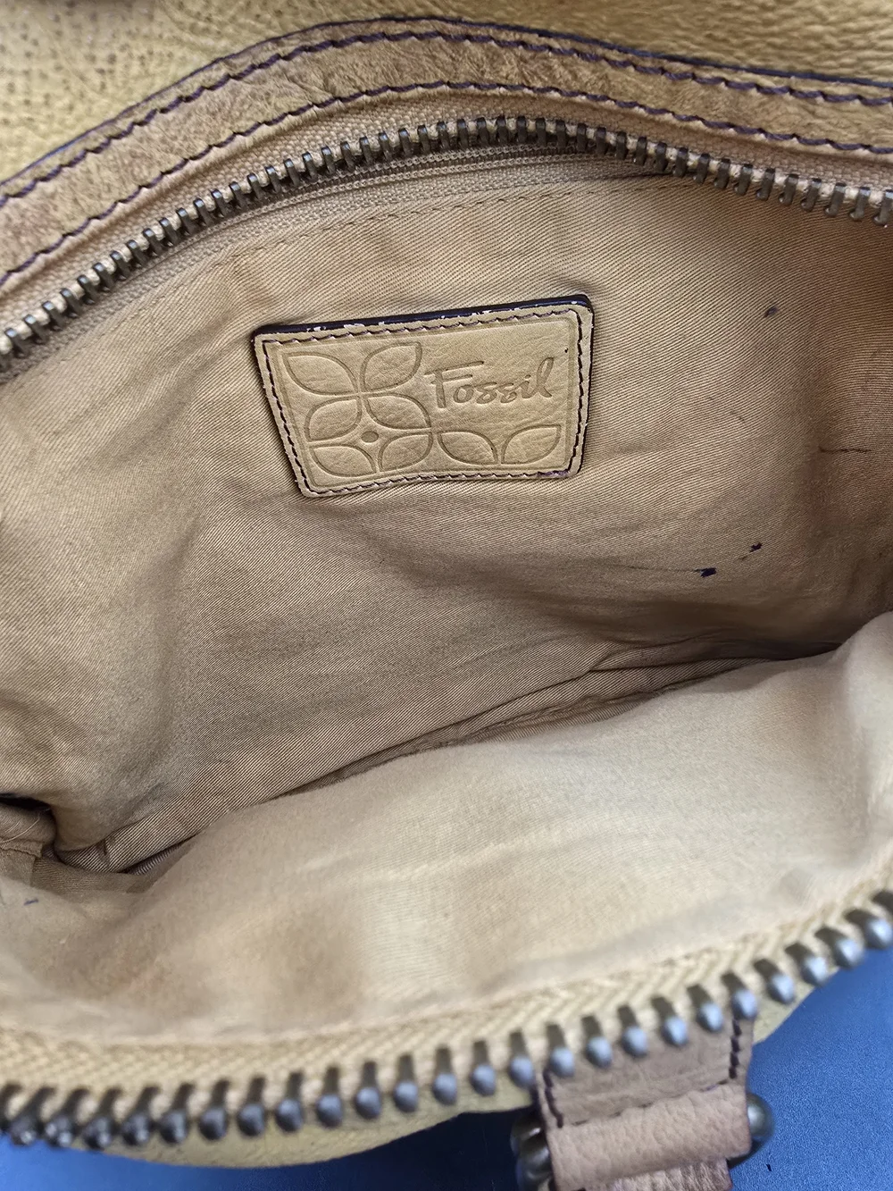 Fossil Mustard Yellow Leather Crossbody Bag with Front Flap